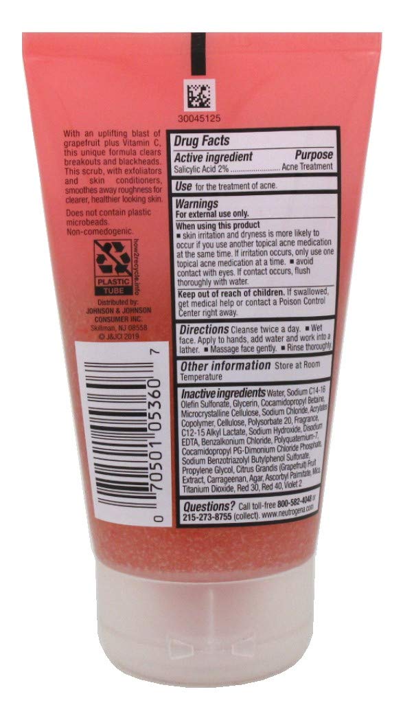 Neutrogena Acne Wash Pink Grapefruit Foaming Scrub 4.2 Ounce (124ml) (Pack of 2)