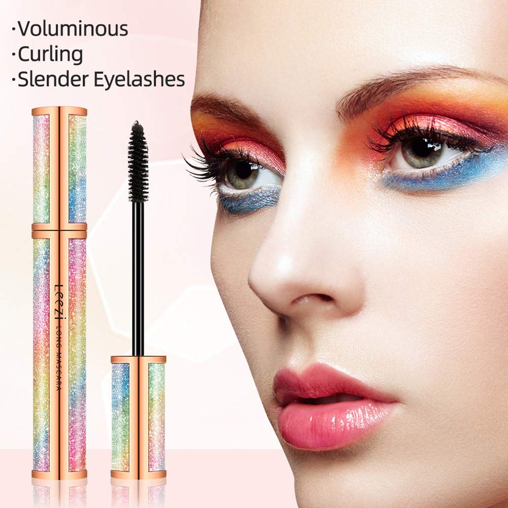 4D Silk Fiber Eyelash Mascara Waterproof - Thickening Long Lasting Smudge-Proof Natural Curling Lengthening All Day Exquisitely Extra Long Black (A)