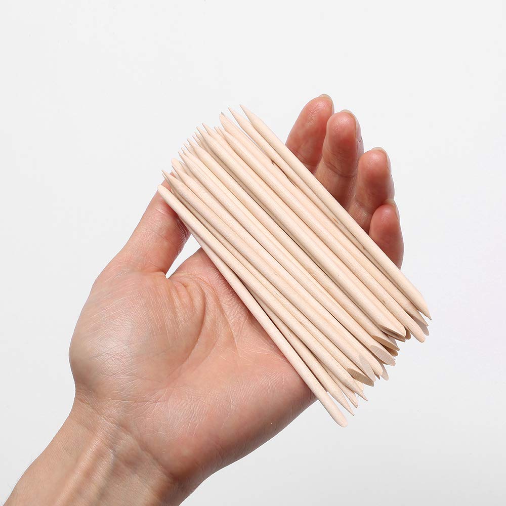 Borogo 100 Pcs Orange Wood Nail Sticks Double Sided Multi Functional Cuticle Pusher Manicure Pedicure Tool for Manicure Pedicure Beauty and Personal Care Borogo