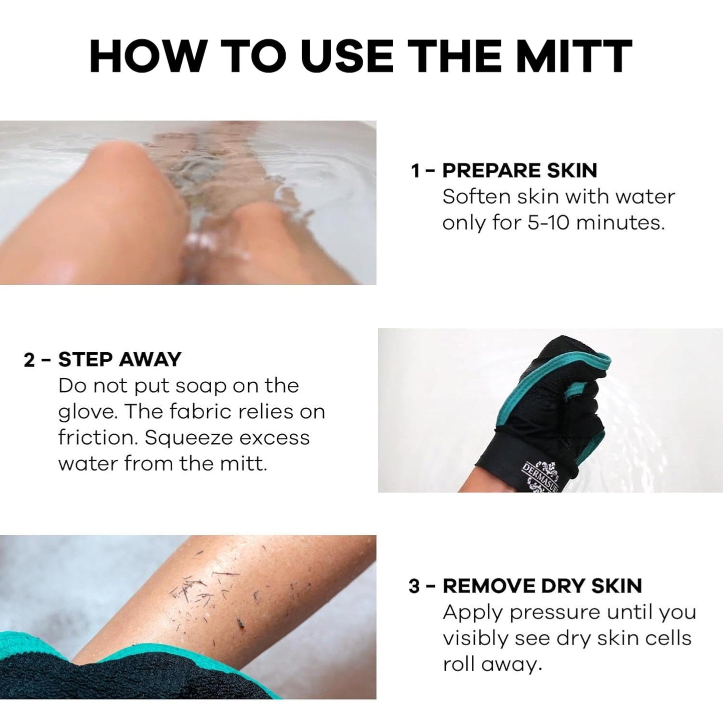 Dermasuri Deep Exfoliating Glove, Korean Body Scrubber Mitt for Dead Skin Removal, Polishing & Keratosis Pilaris Treatment, Shower Skincare, 1-Pack