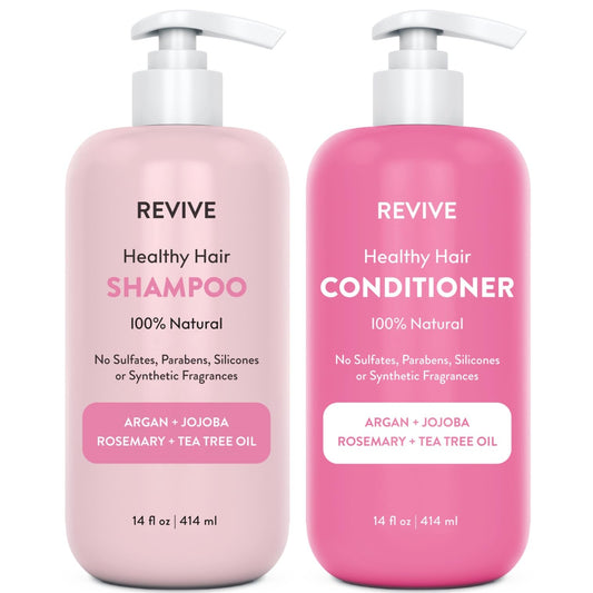 Healthy Hair Shampoo & Conditioner Set by REVIVEEO - Strengthening, Hydrating, Scalp-Nourishing, Biotin, Argan Oil Beauty & Personal Care REVIVEEO