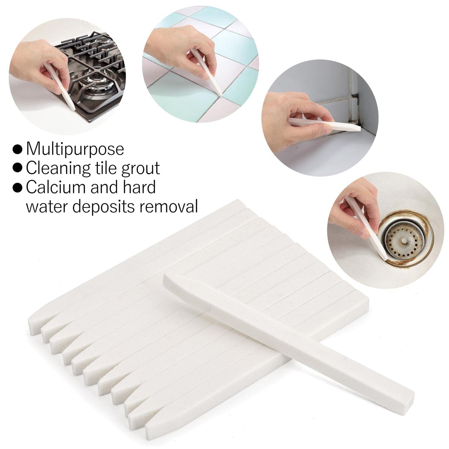 18 Pcs Nail File Pumice Stone Cuticle Pusher Nail Art Pedicure & Manicure Tools (White)