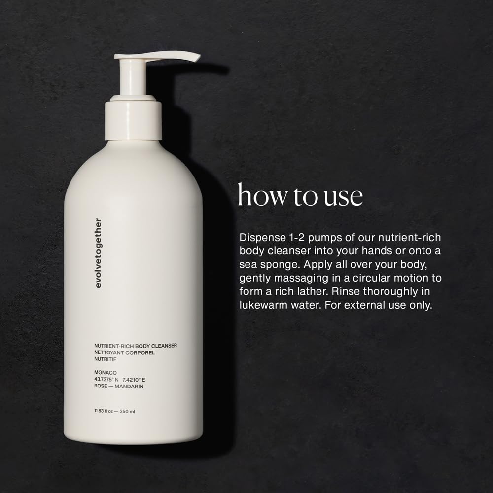 evolvetogether Nutrient-Rich Body Cleanser for Women & Men | Havana - Cardamom, Vetiver & Cedarwood | Cream-to-Oil Hydration, Gently Cleanses | Vegan Beauty & Personal Care evolvetogether