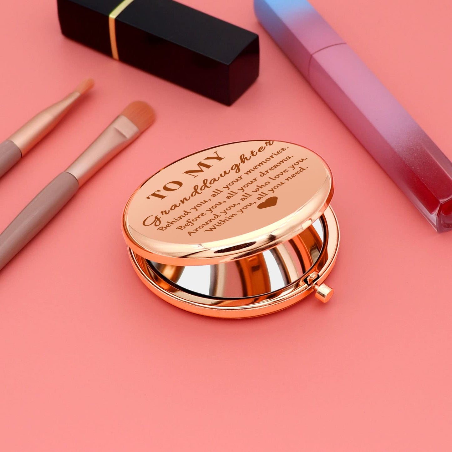 Granddaughter Gifts for Girls Inspirational Compact Mirror Granddaughter Gifts from Grandma Grandpa Compact Makeup Mirror Encouragement Presents