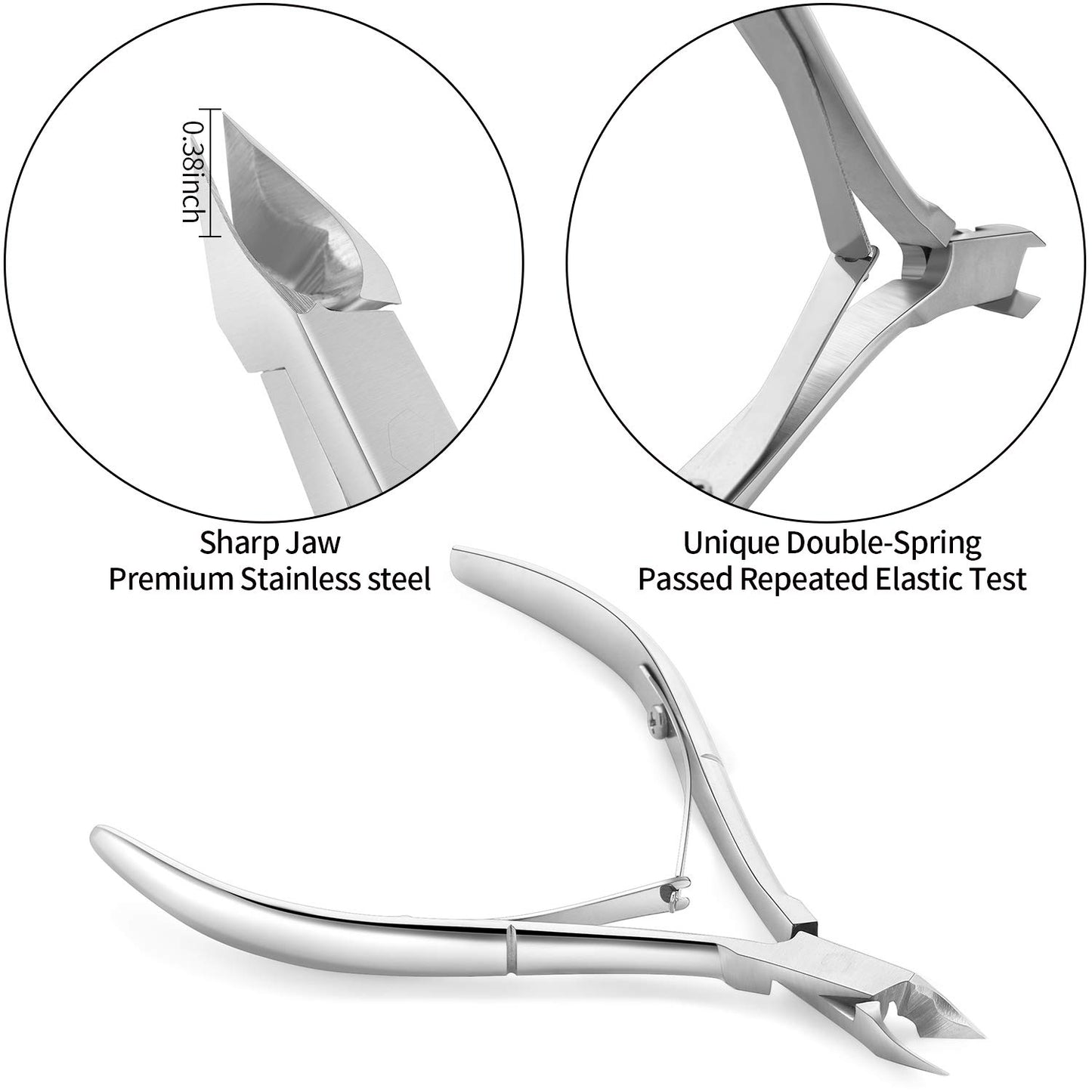 YINYIN Cuticle Trimmer with Cuticle Pusher and Cutter, Professional Stainless Steel Nippers, Cutter Clippers, Cuticle Remover, Pedicure Manicure Tools