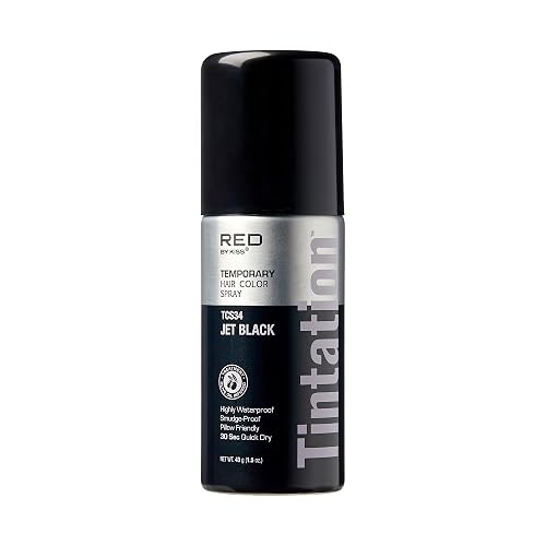 RED by Kiss 1.5OZ. Tintation Temporary Hair Color Spray, Instant Gray Root Cover Up, Water-Resistant, Smudge-Proof, Hairline & Barber Touch-Up, Quick
