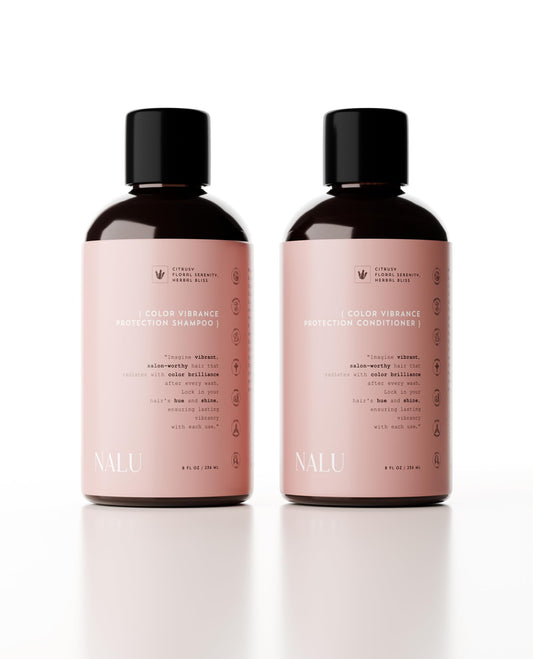 NALU Organic Color Vibrance Protection Shampoo & Conditioner Set - Lock in Moisture, Boost Shine & Preserve Color for Radiant Hair. 8 Fl Oz Each.