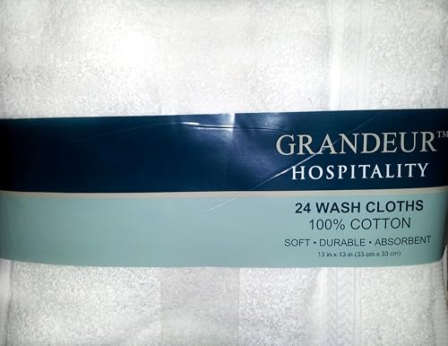 Grandeur Hospitality 100% Cotton Wash Cloths 24 Pack