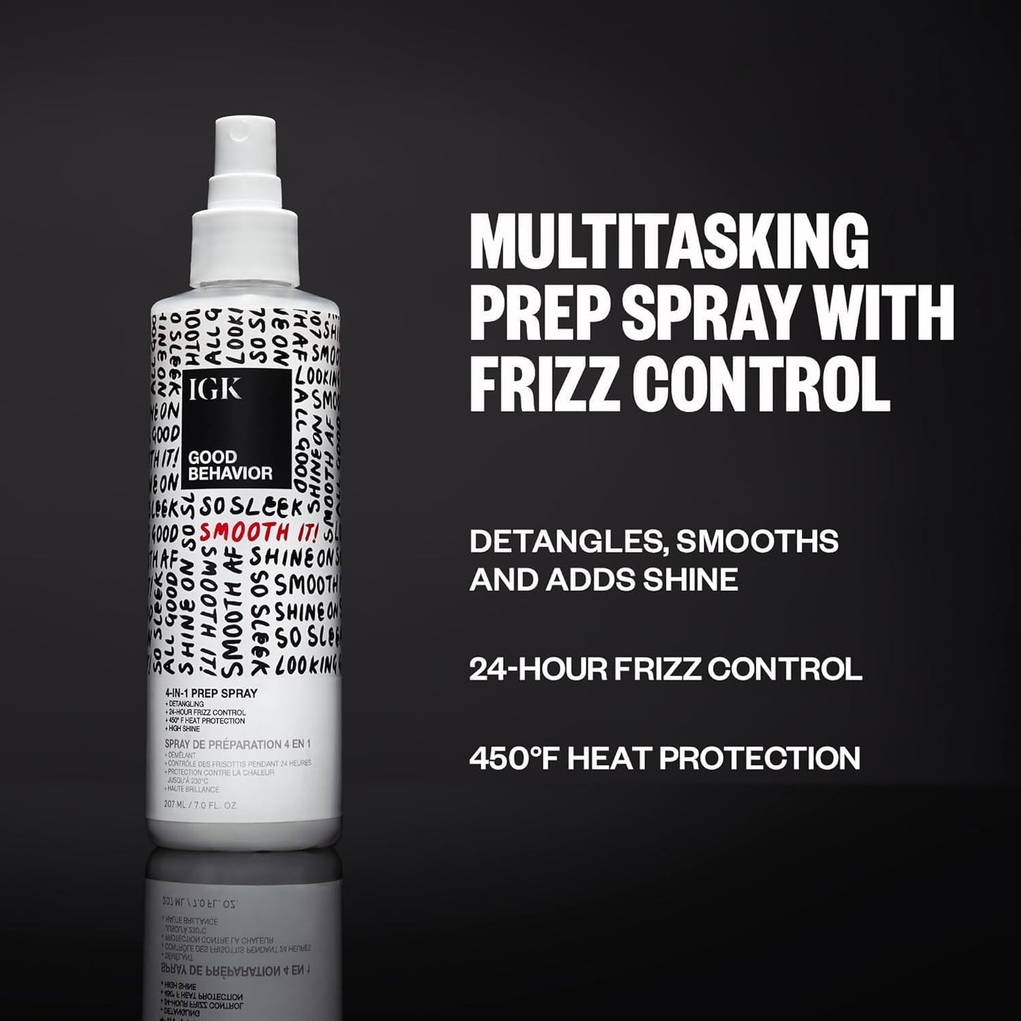 IGK GOOD BEHAVIOR Smoothing Frizz Fighters Set | 4-in-1 Prep Spray + Spirulina Protein Smoothing Spray | Frizz Control + Heat Protectant | Vegan +