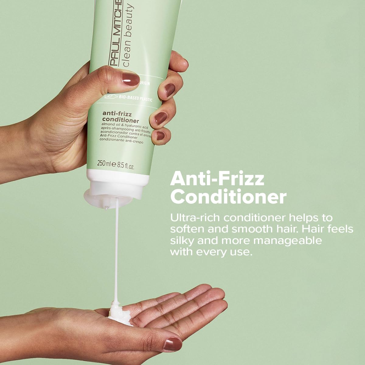 Paul Mitchell Clean Beauty Anti-Frizz Conditioner, Ultra-Rich Formula, Improves Elasticity, For Textured, Frizz-Prone Hair, 33.8 fl oz