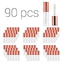 Case of 90 packs, Empty Plastic Clear Lip Gloss Tubes Lip Balm Bottle Container Rose Gold Transparent 1.2ML Makeup Tool for Women (90 pcs, Rose Gold)