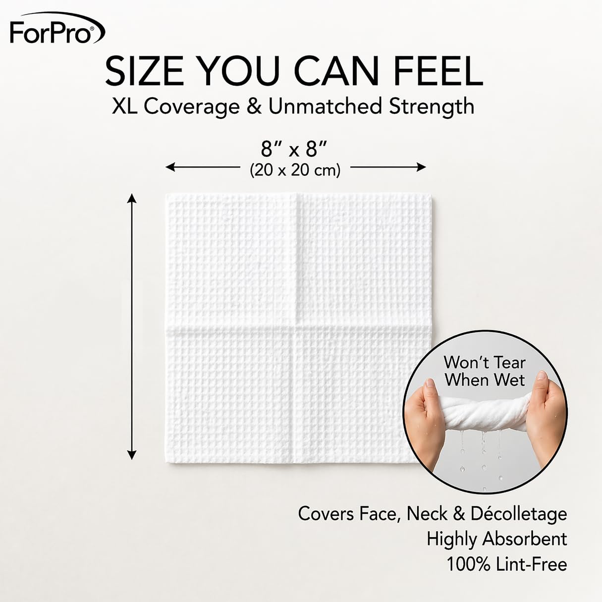 ForPro Travel Size Disposable Face Towels, 8"x8" Compact Dry Wipes, Ultra Soft Lint-Free Viscose Makeup Remover Pads for Sensitive Skin