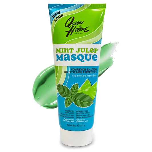 Queen Helene Mint Julep Masque 8 oz - Deep Cleansing Clay Face Mask for Oily & Acne-Prone Skin | Purifies Pores & Soothes with Refreshing Mint |