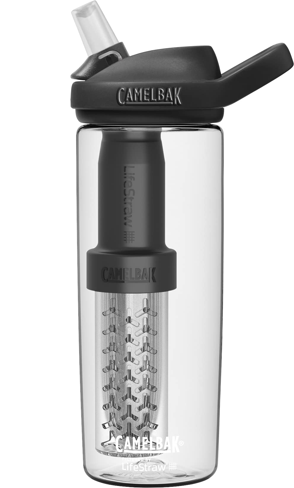 CamelBak Eddy+ Bite Valve Tritan Renew Water Bottle with Water Filter by LifeStraw Clear, 20oz