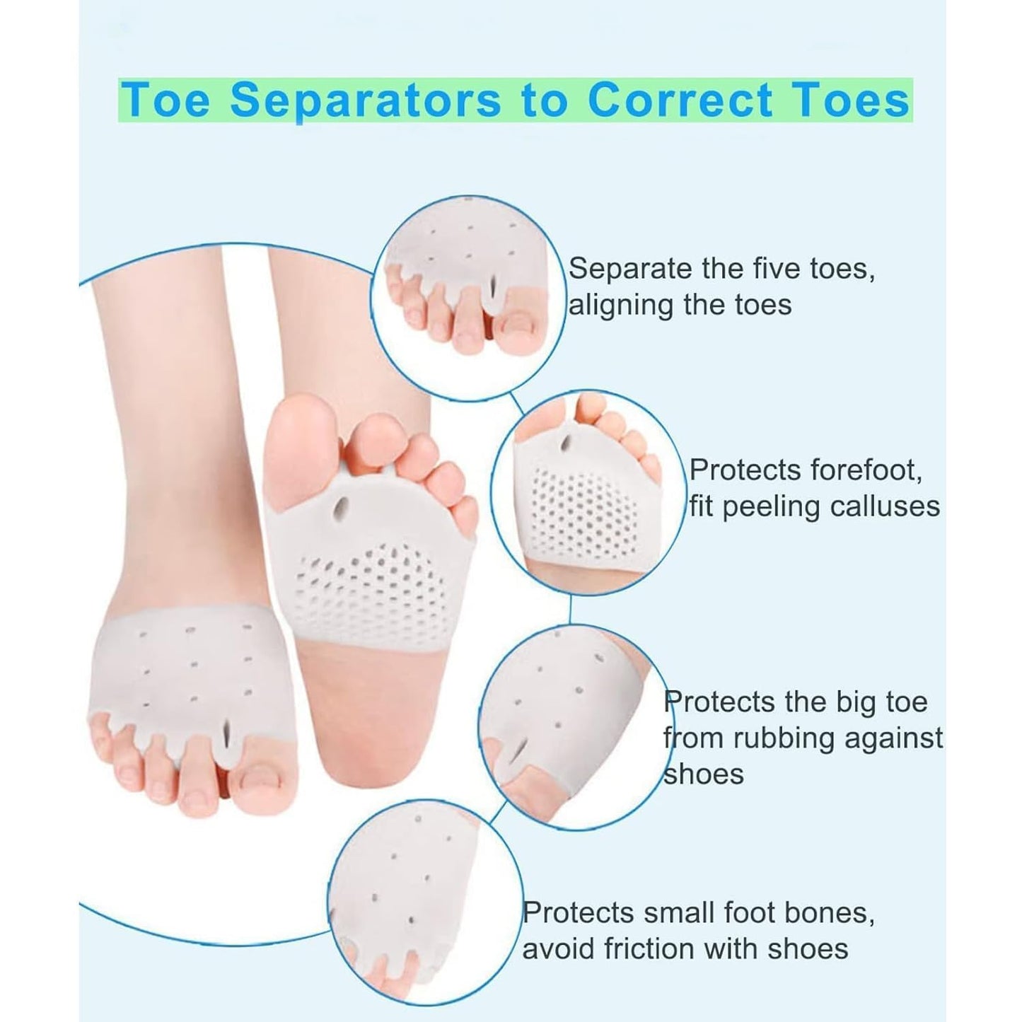 Silicone Toe Separators for Women & Men,Silicone Toe Separator,Toe Separators,Toe Separators for Women,Toe Spacers,4 Pairs, Ball of Foot Cushions Beauty & Personal Care Aaznslsn