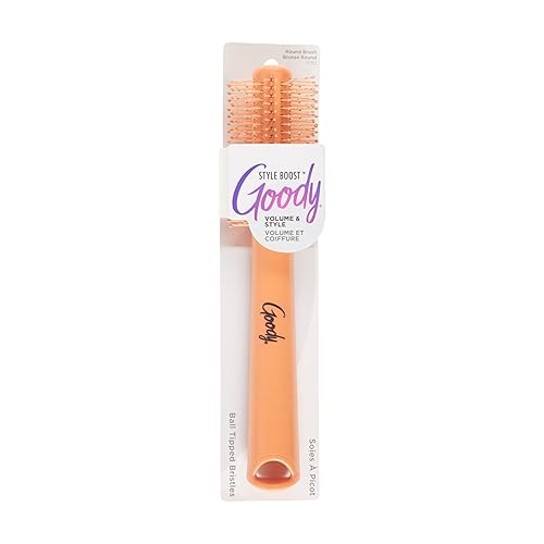 Goody Style Boost Round Brush 21mm, Volumizing Blow Out, for Fine, Short & Medium Hair, Easy-Grip Handle, Lightweight Styling for Lift & Root Volume
