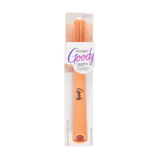 Goody Style Boost Round Brush 21mm, Volumizing Blow Out, for Fine, Short & Medium Hair, Easy-Grip Handle, Lightweight Styling for Lift & Root Volume