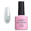 AIMEILI Soak Off U V LED Glitter Gel Nail Polish - Silver Glitter Explosion (023) 10ml