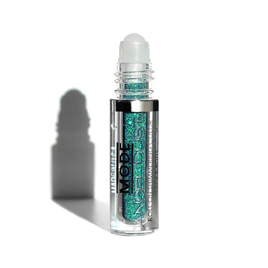 Mode Angel Dust Roll On Glitter Divine Fantasy Holographic Turquoise Green Sparkling High Performance 3D Loose Glitters Face and Body, Spill Proof