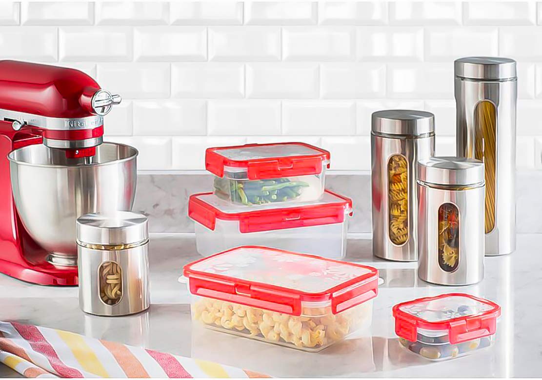 Quality 4pc Stainless Steel Canister Set for Kitchen Counter with Glass Window & Airtight Lids, Food Storage Containers, Pantry Storage…