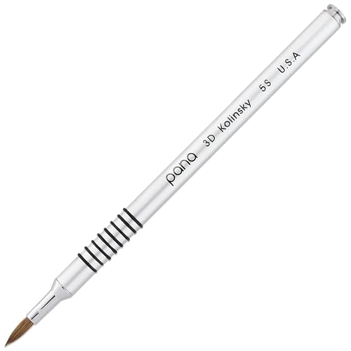PANA 3D Kolinsky Acrylic Nail Art Sculpture Brush with Silver Metal Non-Slip Grip Handle for Manicures 3D Nail Art Flower Designs (Size #5) Beauty & Personal Care PANA