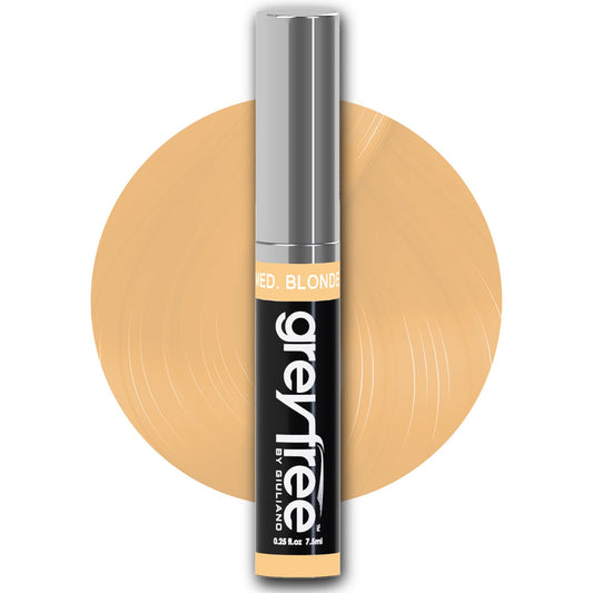 Greyfree Hair Mascara Root Touch-Up for Gray Hair | Precision Hairline Concealer for Brows & Beard Medium-Blonde (warm tone)
