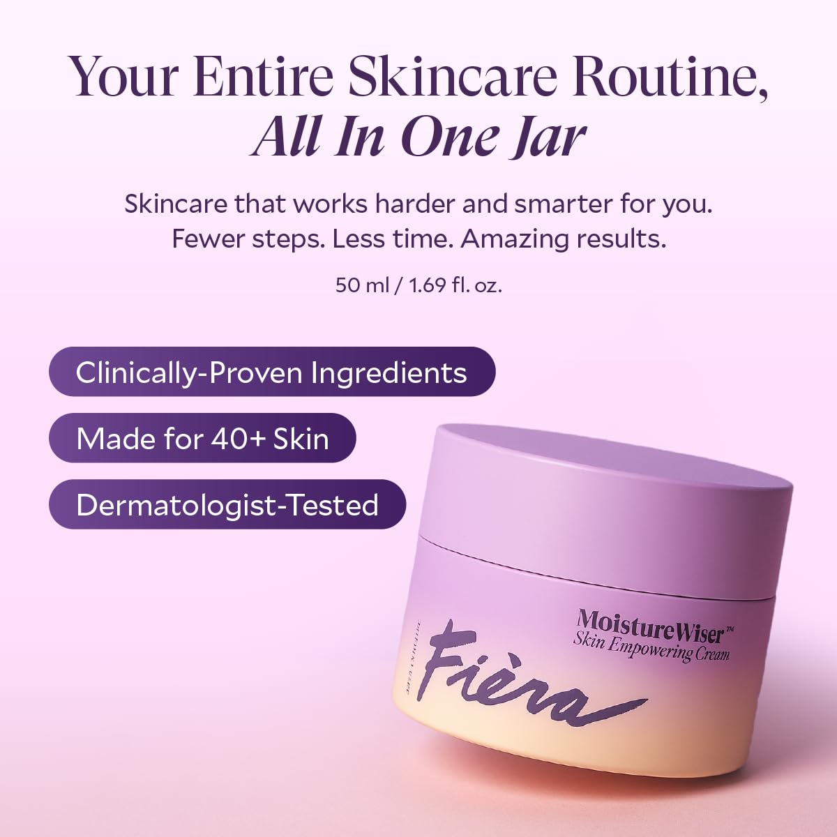 FIÈRA MoistureWiser - Anti-Aging Face Moisturizer for Mature Skin - Hydrating Face Cream with Peptides to Firm & Smooth - Facial Moisturizer & Skin