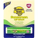 Banana Boat Aloe Vera with Vitamin E Sunscreen Lip Balm, SPF 45 .15 oz (4.25 g) (Pack of 2)