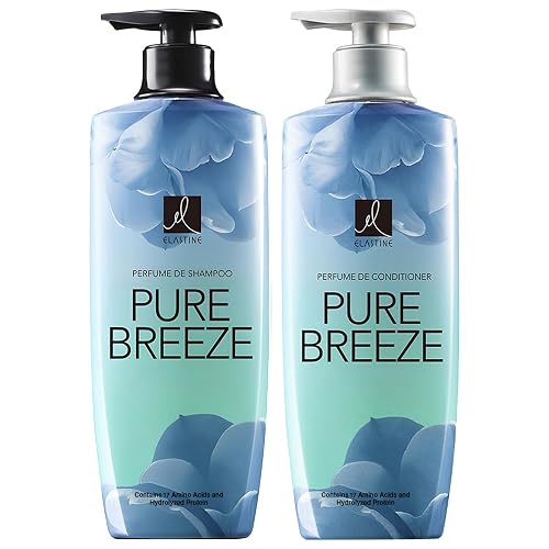 Elastine Perfumed Pure Breeze Shampoo & Conditioner Set 600ml x 2 K-Beauty Hair Treatment Silky Hair Care for Women and Men