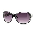 Womens Bifocal Lens Sunglasses Oversized Square Rhinestone Frame Black +2.00