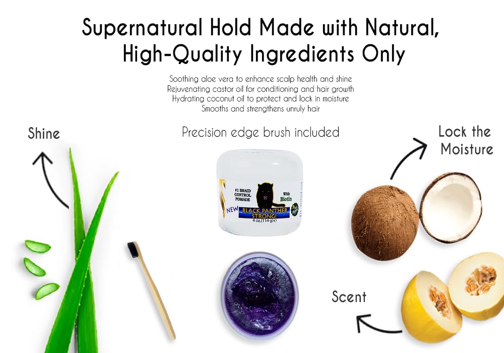 Black Panther Vegan Edge & Braid Control Pomade with Biotin – Strong Flexible Hold for Braids, Locs & Twists, All Hair Types, 2-Pack (1 oz each)