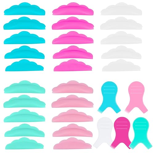 60 Pcs Silicone Eyelash Perming Curler Lash Lift Rods Set 5 Size Reusable Eyelash Lift Pads and Y Shape Eyelash Brush Lash Lift Pads Brush Grafting
