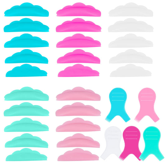 60 Pcs Silicone Eyelash Perming Curler Lash Lift Rods Set 5 Size Reusable Eyelash Lift Pads and Y Shape Eyelash Brush Lash Lift Pads Brush Grafting