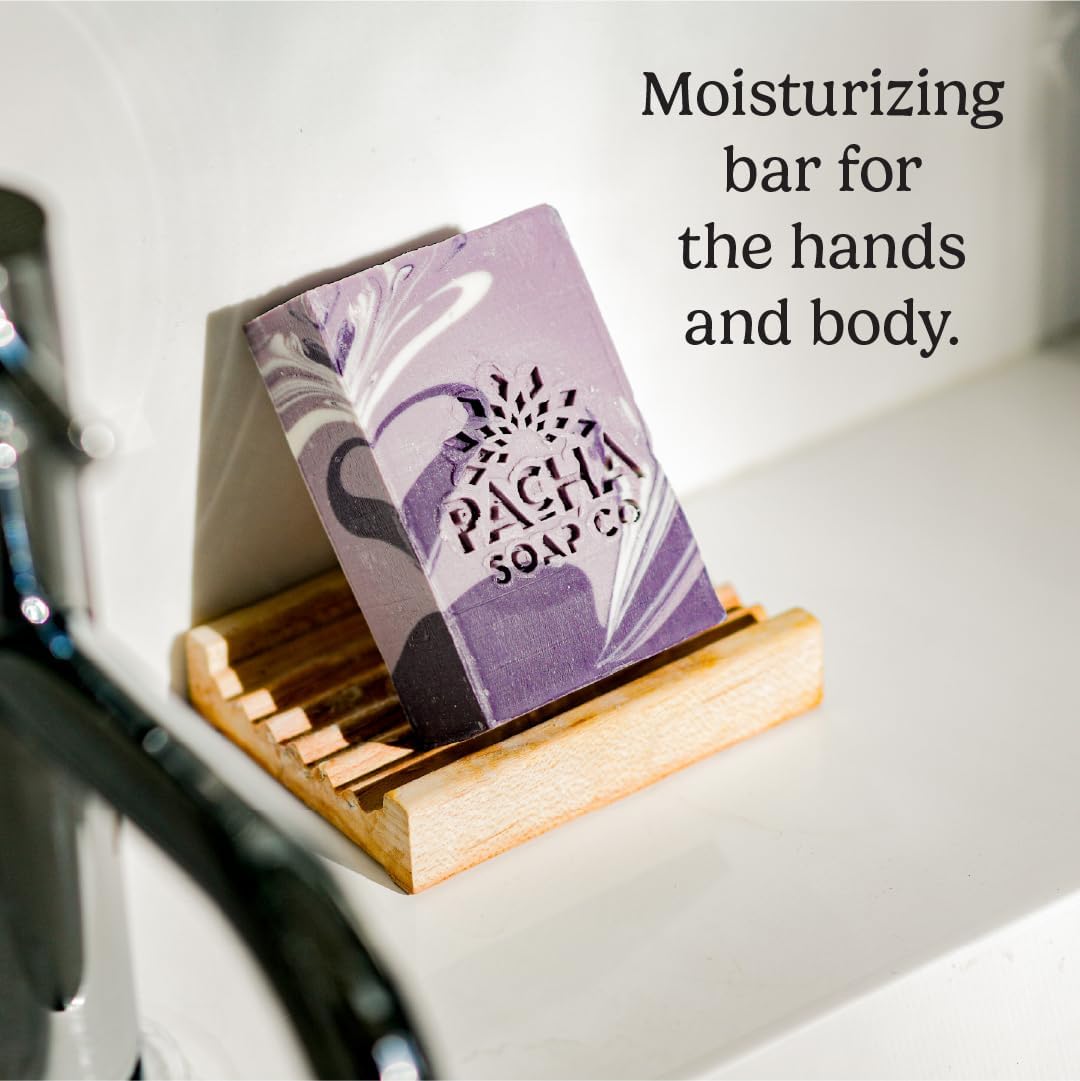 Pacha Soap Co. Bar Soap - French Lavender Scent, Handcrafted Bar Soap with Clean Essential Oils, Moisturizing, Calming Scented Soap for Face, Hands