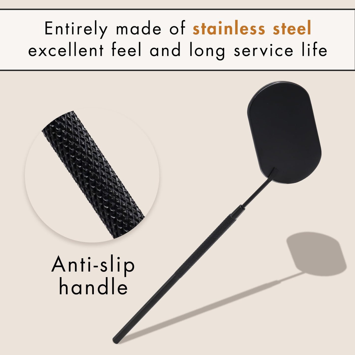 Embagol Lash Mirror Extra Large Makeup Mirror for Eyelash Extensions Detachable Stainless Steel Square Round Lash Extension Accessories(Black)