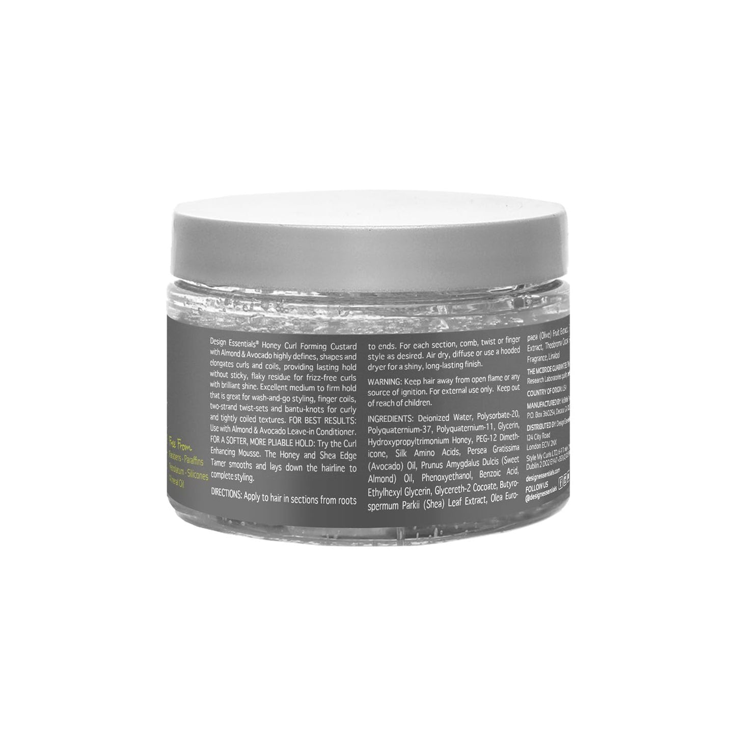 Design Essentials Almond & Avocado Honey Curl Forming Custard, Defines Curls & Fights Frizz, For Curly, Coily, & Kinky Hair 12 oz, Pack of 1