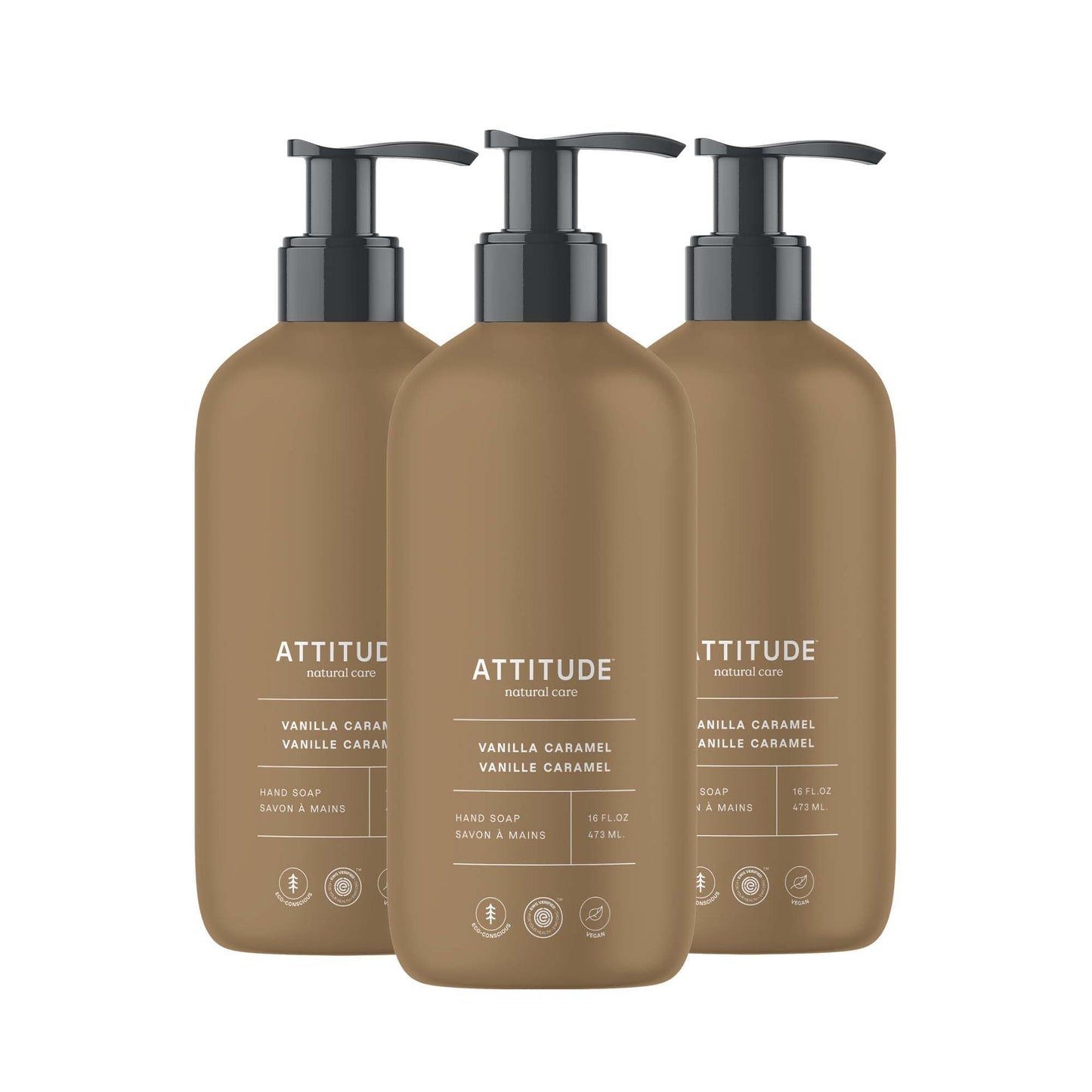 ATTITUDE Limited Edition Liquid Hand Soap, EWG Verified, Plant and Mineral-Based, Vegan Personal Care Products, Vanilla Caramel, 16 Fl Oz (Pack of 3) Beauty and Personal Care BIO SPECTRA ATTITUDE Default Title