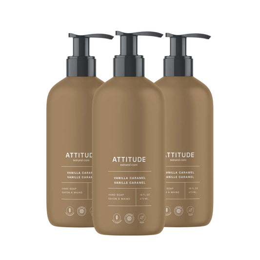 ATTITUDE Limited Edition Liquid Hand Soap, EWG Verified, Plant and Mineral-Based, Vegan Personal Care Products, Vanilla Caramel, 16 Fl Oz (Pack of 3) Beauty and Personal Care BIO SPECTRA ATTITUDE Default Title