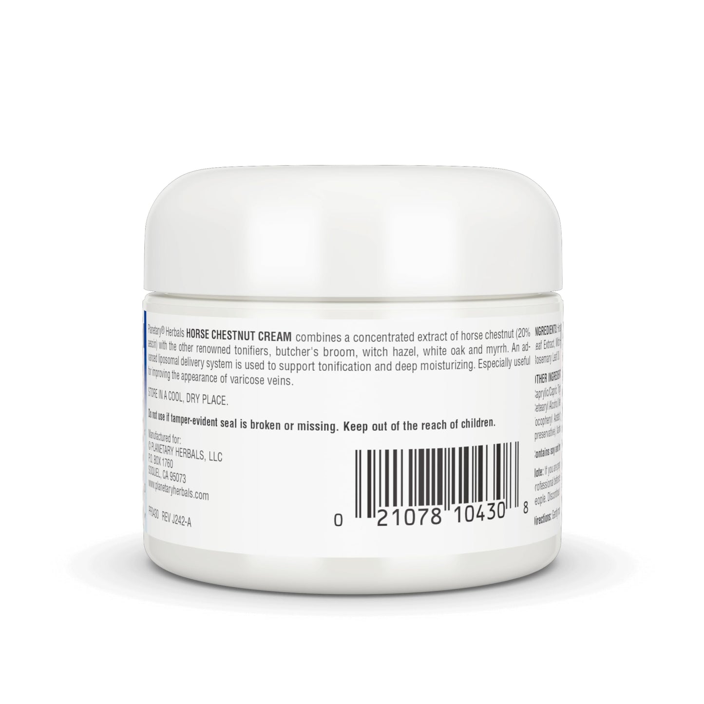 Planetary Herbals Horse Chestnut Cream - Tonifier for Tissues and Vein Appearance - 2 oz