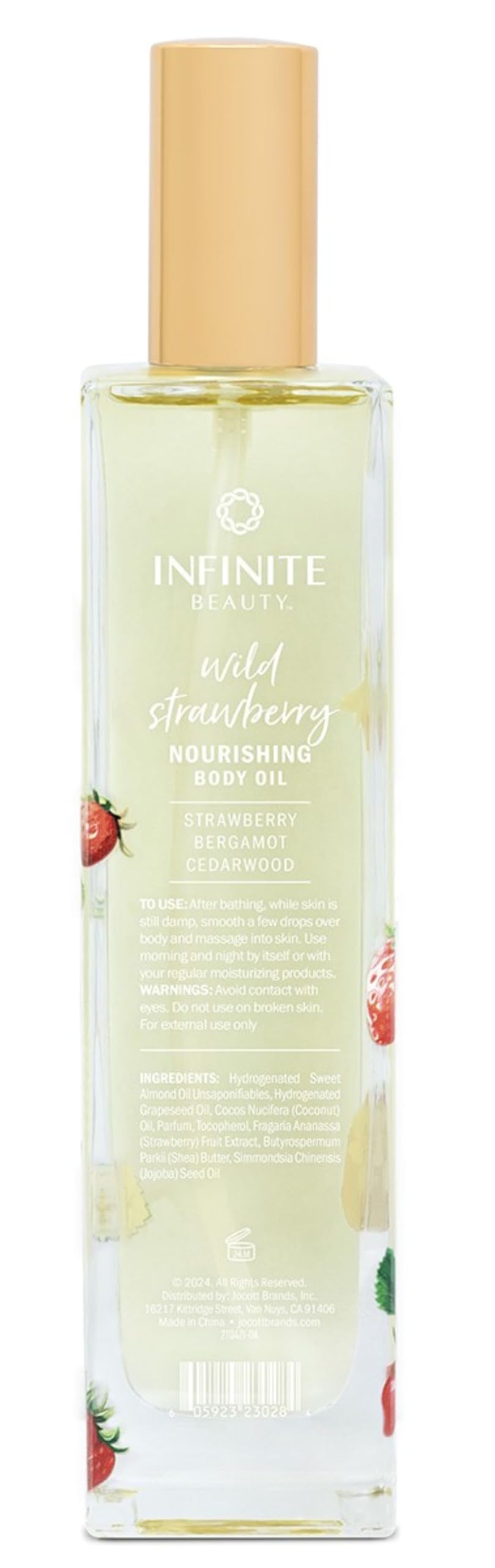 Infinite Beauty Nourishing Body Oil - Wild Strawberry | Hydrating, Softening, and Nourishing Skin Care for All-Over Body Use | 5 Fl Oz