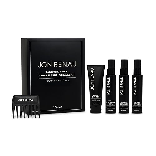 Jon Renau Synthetic Wig Care Travel Kit, 5-Piece Set - Wig Shampoo and Conditioner, Detangler Spray, Styling Gel, Wide Tooth Comb, Travel Sized