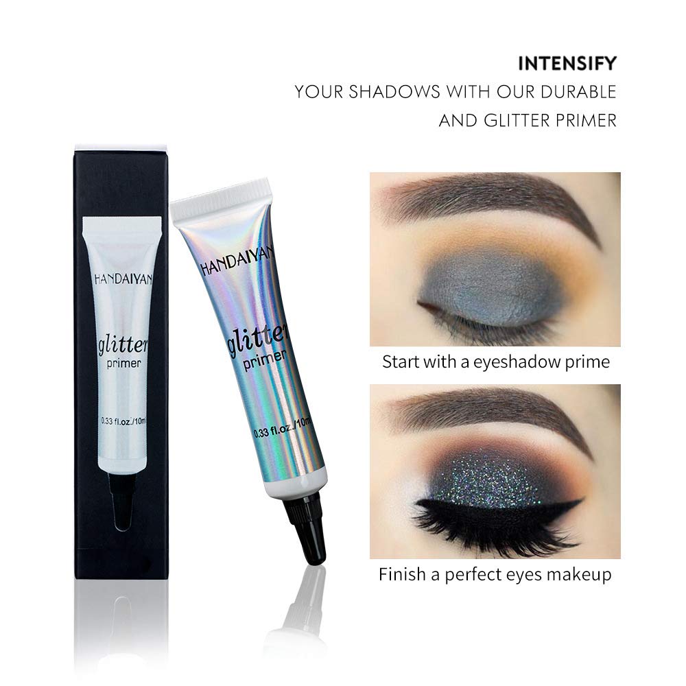 MAEPEOR Cosmetic Glitter Glue Long Lasting Makeup Glitter Primer Gel Waterproof and Smudgeproof Primer Base Glue for Body Eyes Face Lip (10 ml, 2 PCS)