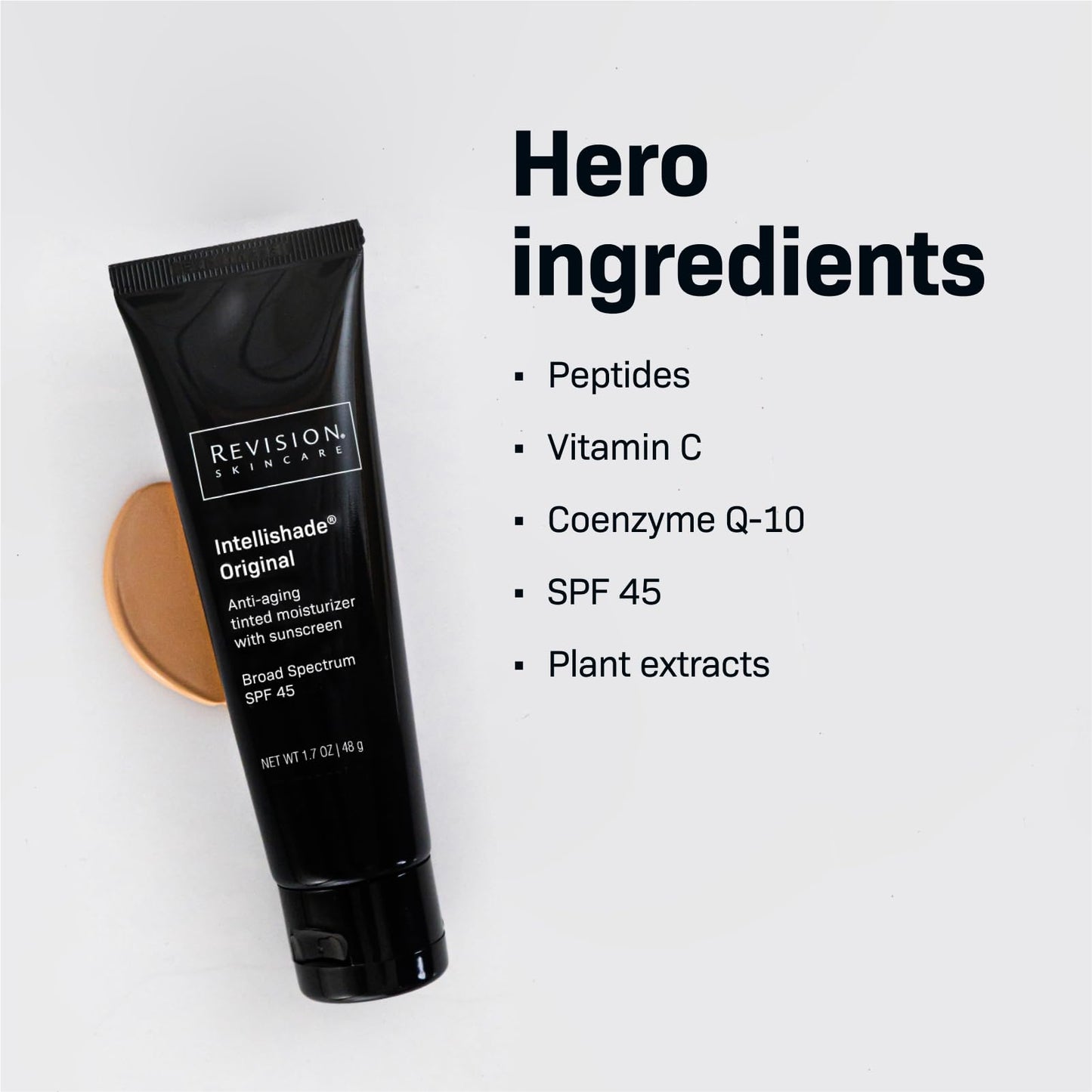 Revision Skincare Intellishade® Original SPF 45, Anti-Aging Tinted Sunscreen for Face, Daily Moisturizer with SPF, Anti-Wrinkle with Peptides