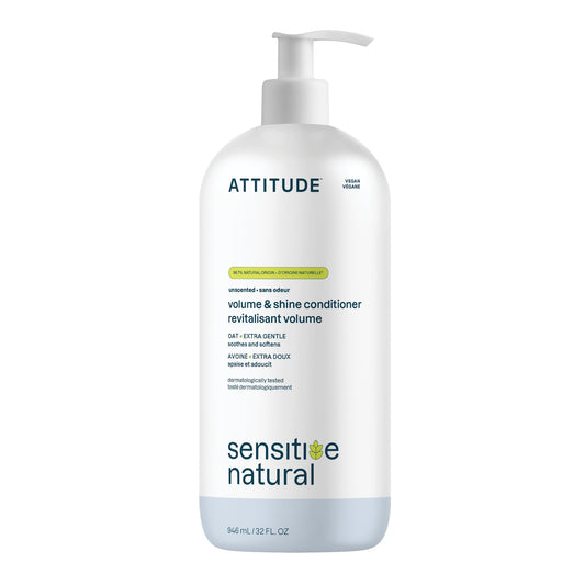 ATTITUDE Hair Conditioner for Sensitive Dry Scalp, Soothing Oat, Naturally Derived Ingredients, Dermatologically Tested, Vegan Detangler, Extra