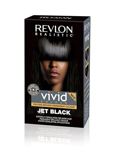Revlon Realistic Vivid Colour Protein Infused Permanent Color Hair Dye with Color Lock Technology, Jet Black 110ml