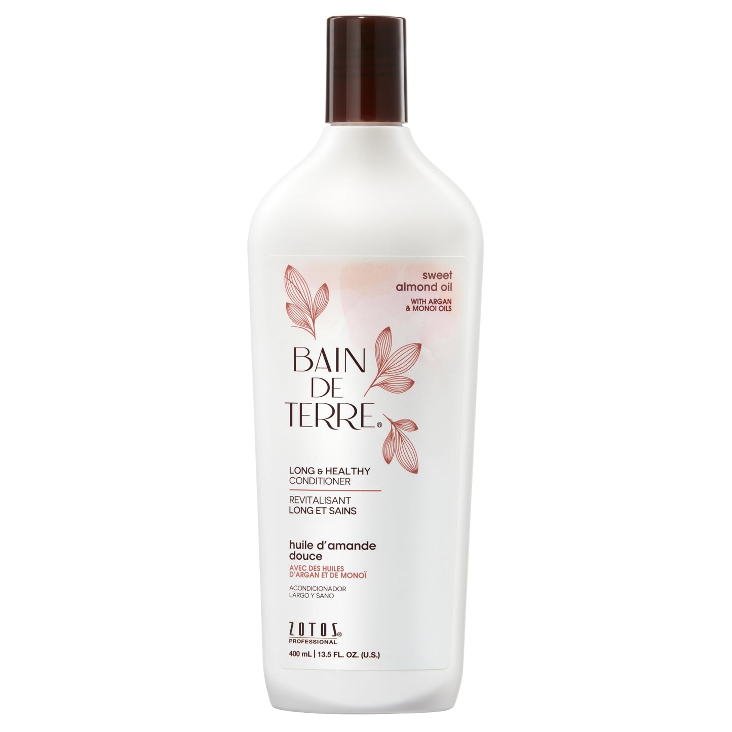 Bain de Terre Sweet Almond Oil Long & Healthy Conditioner, Strength & Protection for Weak, Damaged Hair, with Argan & Monoi Oils, Paraben-Free
