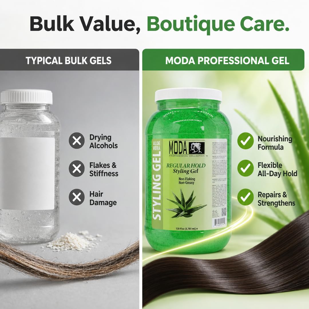MODA Professional Hair Styling Gel - Keratin, Panthenol & Collagen Hold Gel for All Hair Types | Sulfate-Free, Alcohol-Free, Silicone-Free Beauty & Personal Care MODA