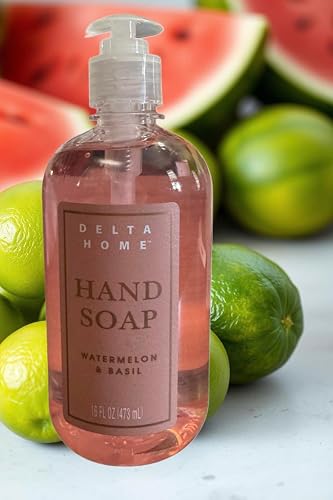 Delta Home Moisturizing Hand Soap, Watermelon & Basil Scent, Liquid Form, 16 Fl Oz