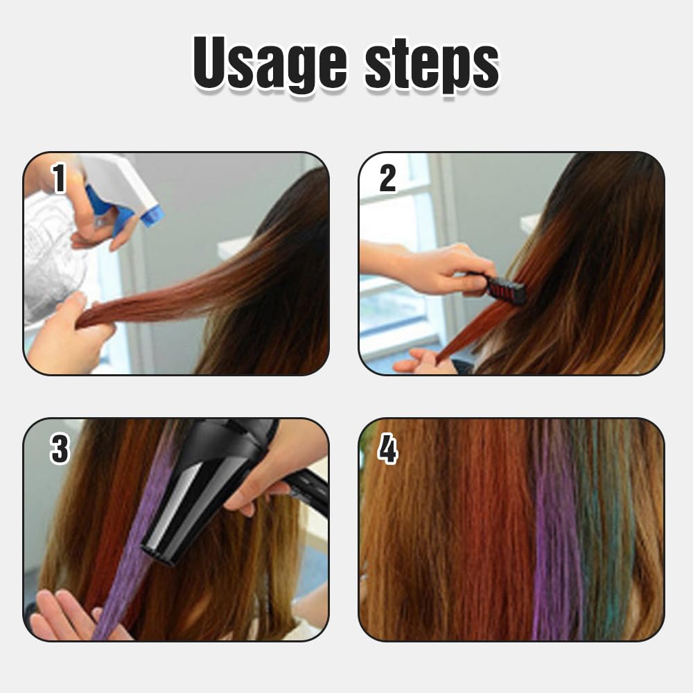 Vibrant 10 Color Hair Chalk Combs with Glitter, Temporary & Washable Hair Dye for Teens, Party, Halloween, Christmas Gift (10 Colors)