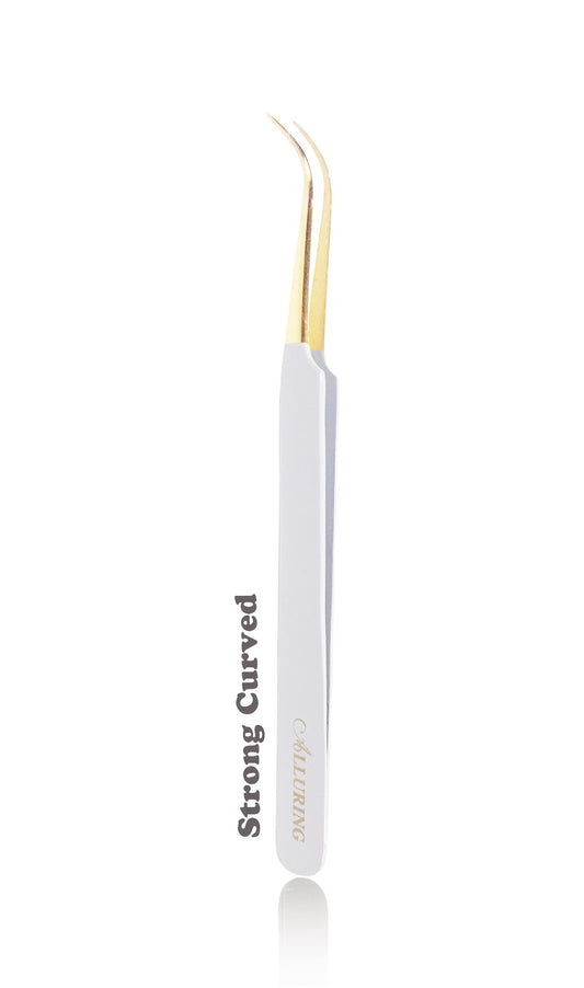 Alluring White with Gold Tip Tweezers for Eyelash Extension Beauty and Personal Care Alluring